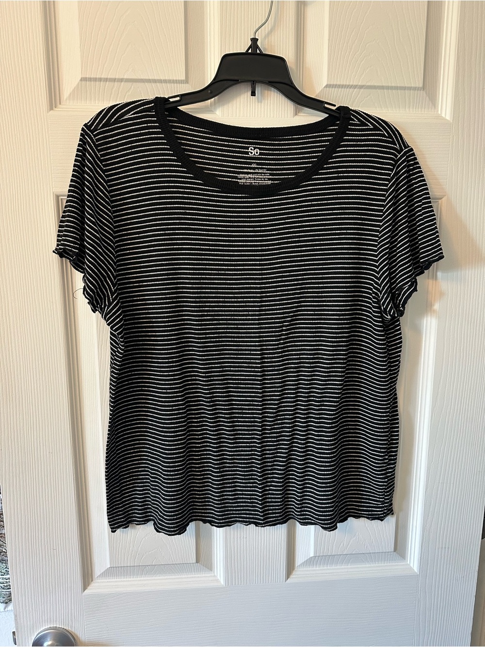SO Black and White Striped Short Sleeve Tee